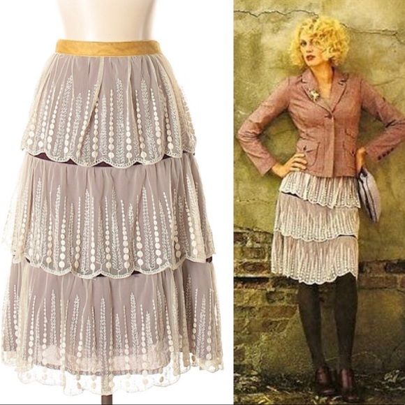 Anthropologie Dresses & Skirts - RARE Anthropologie by Odille tiered lace skirt